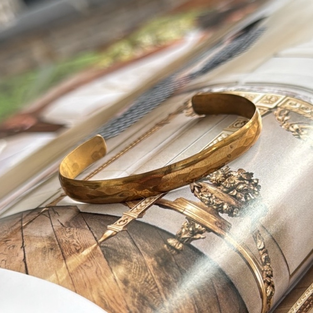 Textured Gold Brass Cuff Bracelet